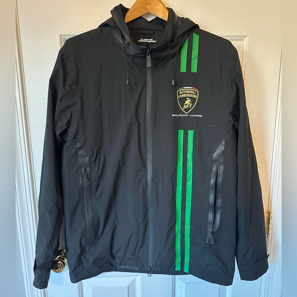 Lamborghini Black Jacket with Green Racing Stripes